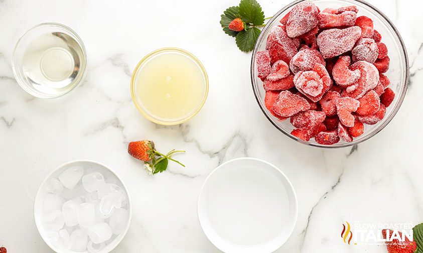 overhead: strawberry daiquiri ingredients