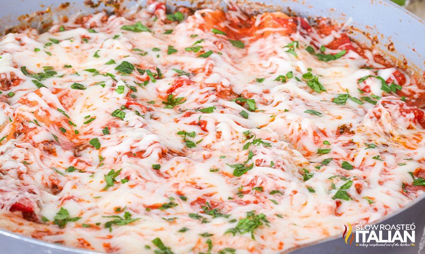 skillet manicotti smothered in cheese