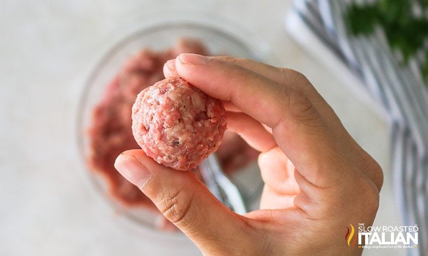 holding a perfectly formed swedish meatball