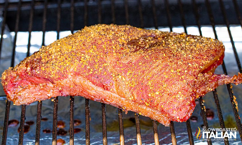 dry rubbed tri tip roast on smoker