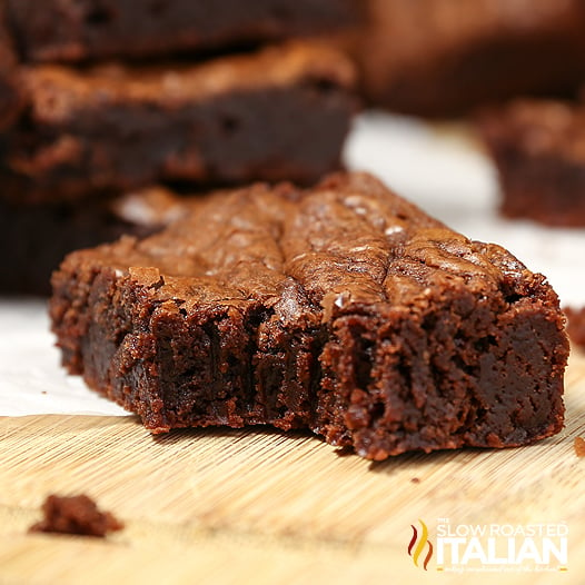 closeup of a 3 ingredient brownie