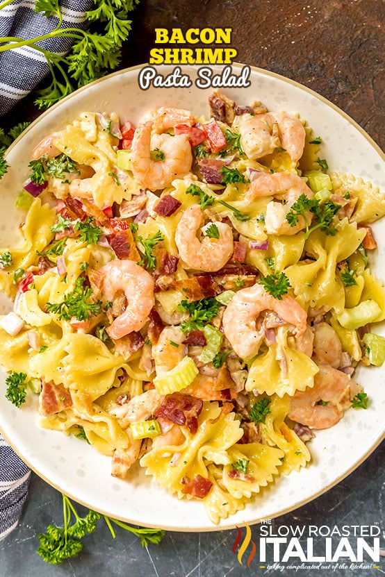 titled: bacon shrimp pasta salad