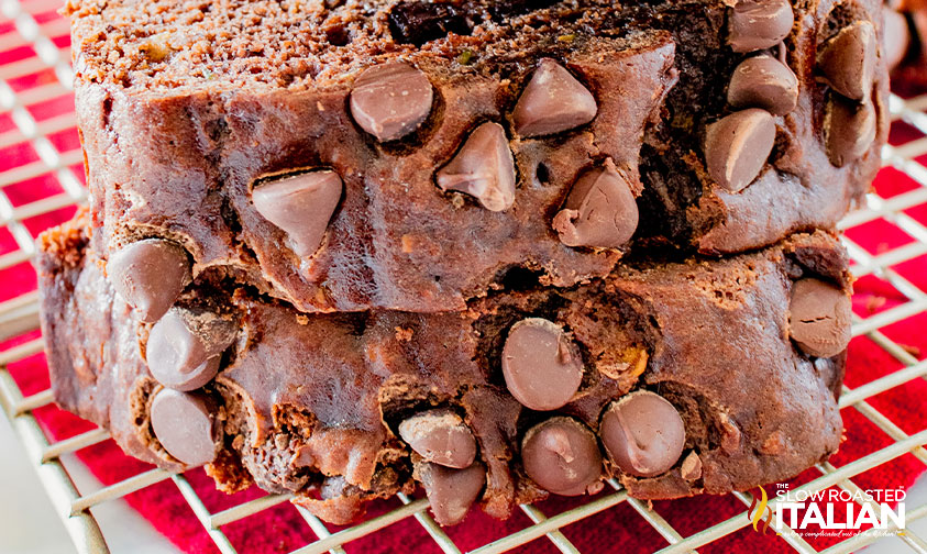 close up of chocolate avocado banana bread