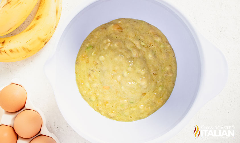 mashed bananas mixed with eggs and avocado