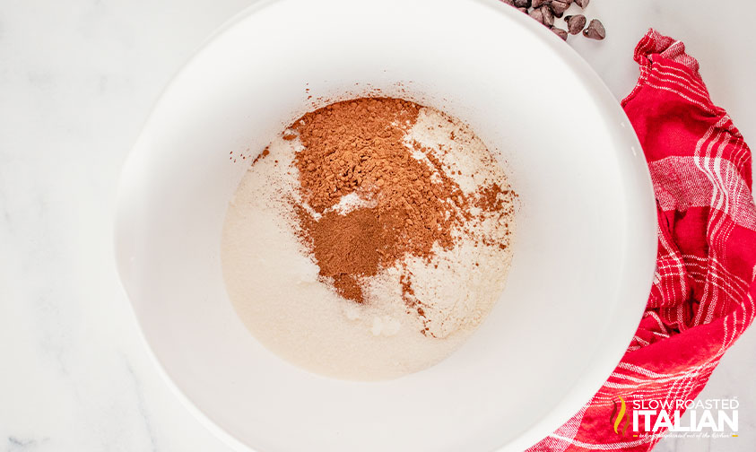 dry ingredients for chocolate avocado banana bread