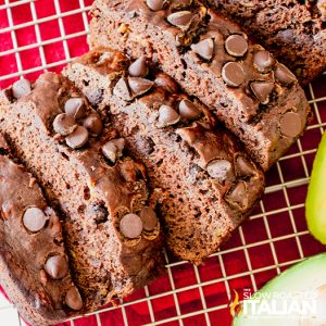 sliced chocolate avocado banana bread