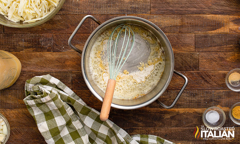 melted butter and flour in sauce pan