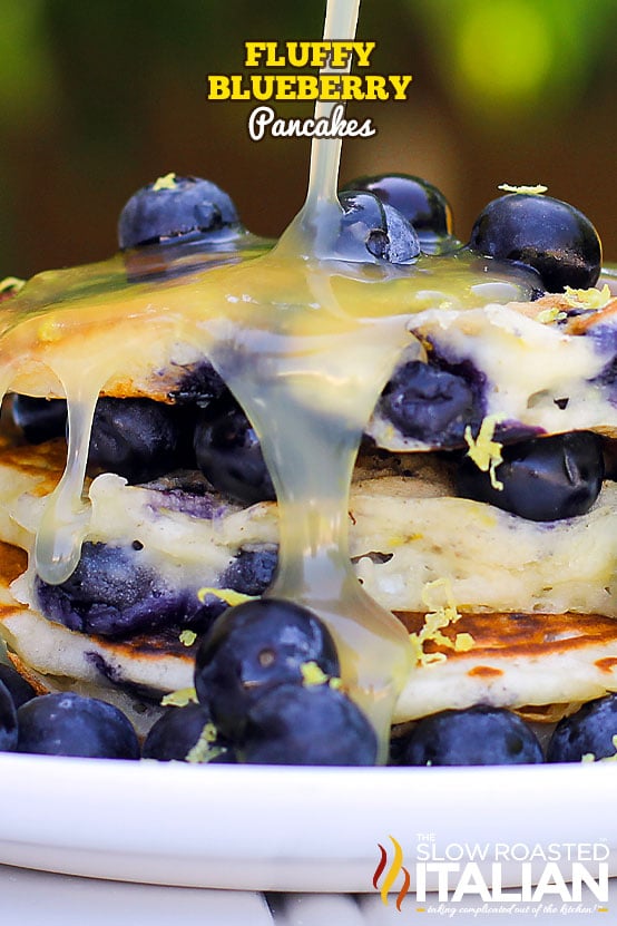 Fluffy Blueberry Pancakes with Lemon