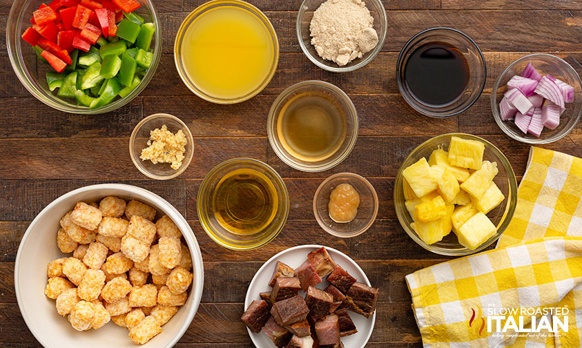 ingredients for grilled hawaiian ham kabobs