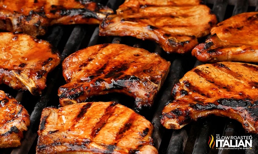 perfectly grilled jack daniel's double kick marinated pork chops