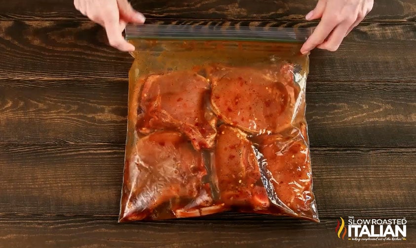 marinading pork chops in jack Daniel's double kick sauce