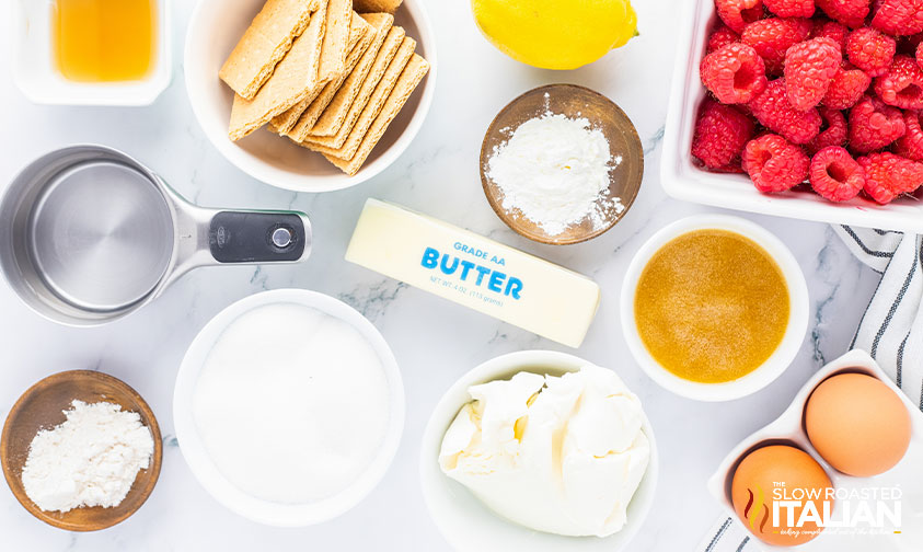 ingredients for mini raspberry cheesecakes