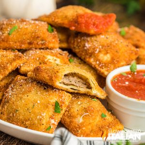 closeup of olive garden toasted ravioli