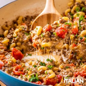 closeup of cheeseburger macaroni