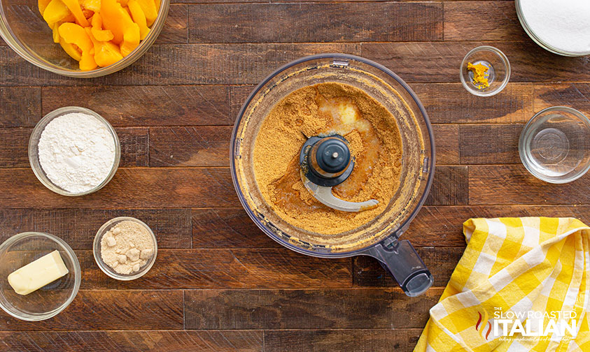 pulsing graham crackers in food processor