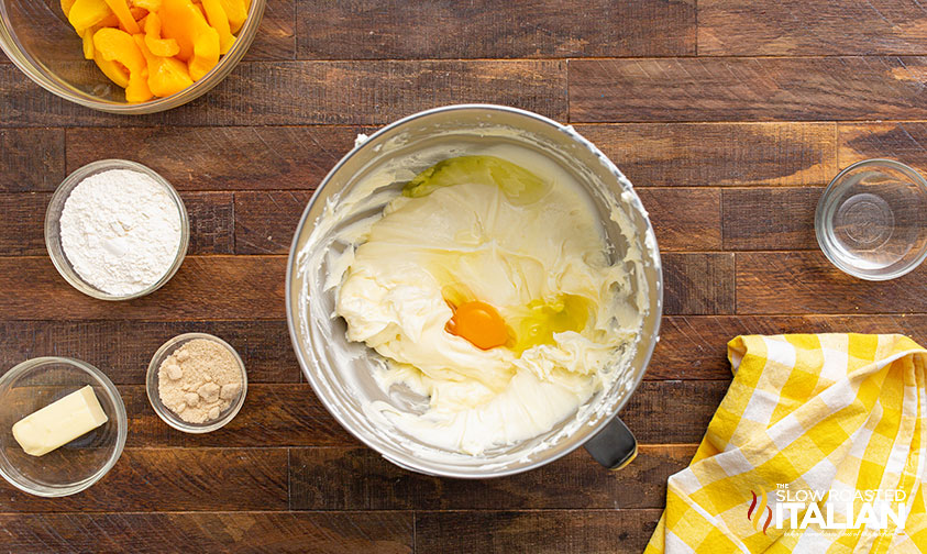 mixing cheesecake ingredients