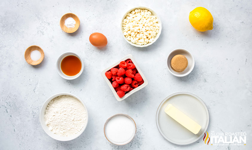 ingredients for raspberry cookies