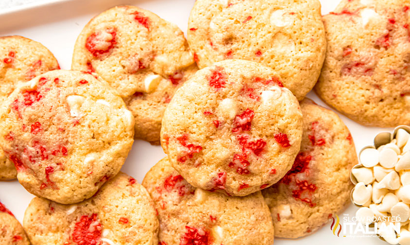 stacked raspberry cookies