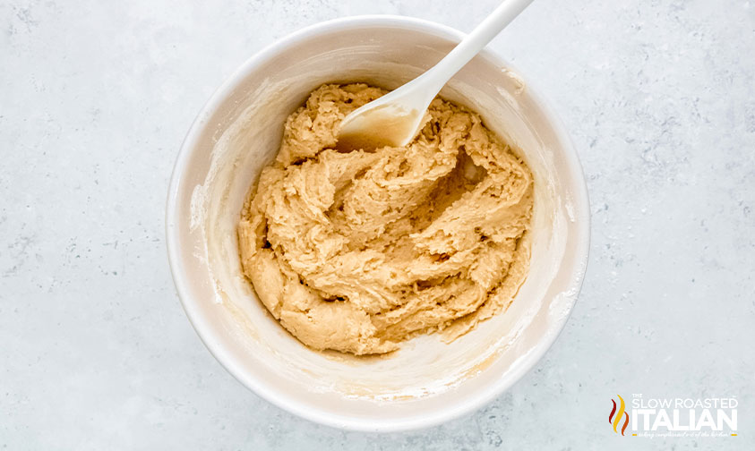 cookie dough in a mixing bowl