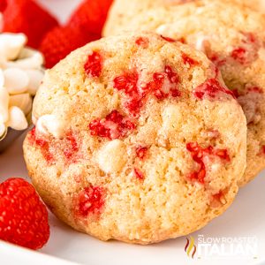 closeup of raspberry cookies