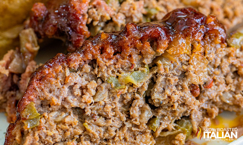 closeup of smoked meatloaf