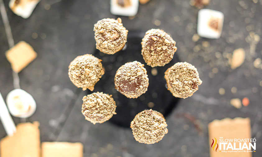 top view of s'mores on a stick