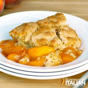 southern peach cobbler on a plate