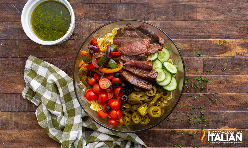 unmixed fajita steak salad