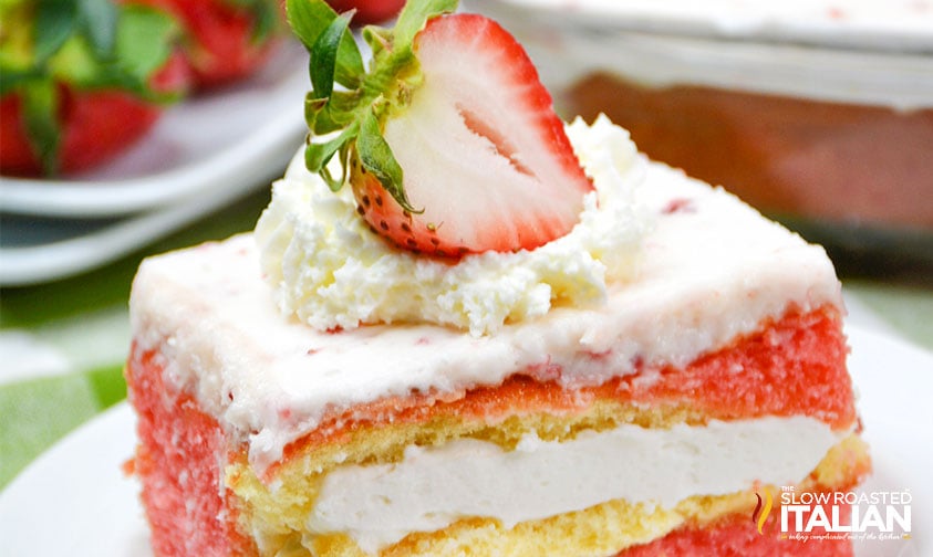 closeup of strawberry twinkie cake
