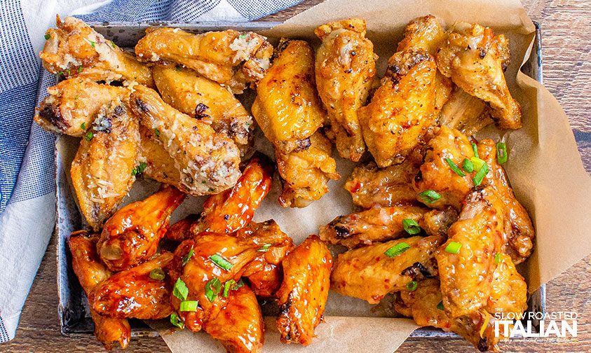 4 different flavors of air fried chicken wings