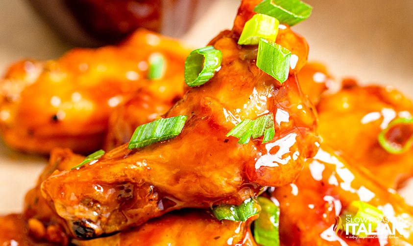 honey bbq wings with green onions