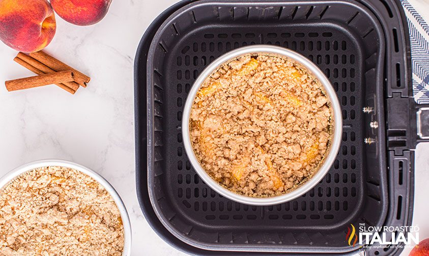 peach crisp in air fryer basket