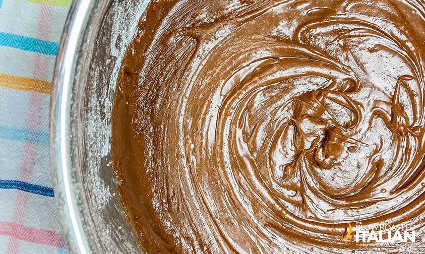 chocolate icing in bowl