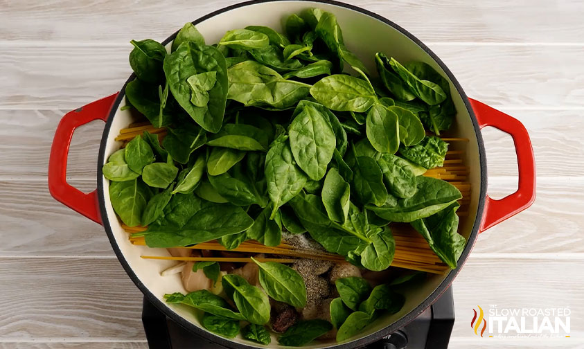 ingredients for greek pasta in dutch oven