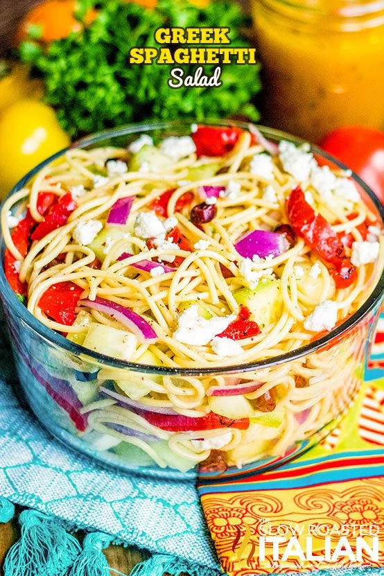 titled: Greek Spaghetti Salad