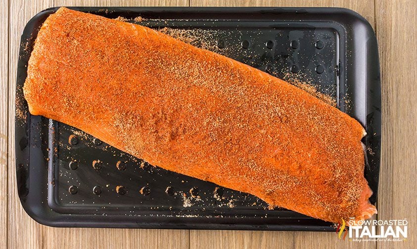 salmon fillet coated in spices