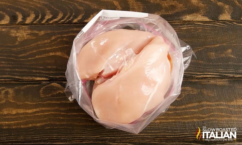 boneless chicken breasts in gallon storage bag
