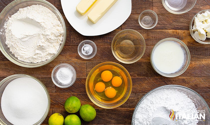 ingredients to make margarita cupcakes