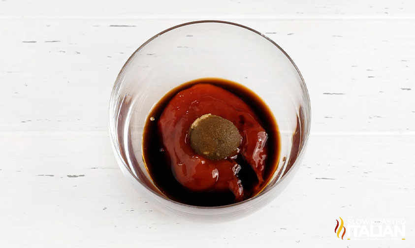 balsamic vinegar, ketchup, and brown sugar in bowl