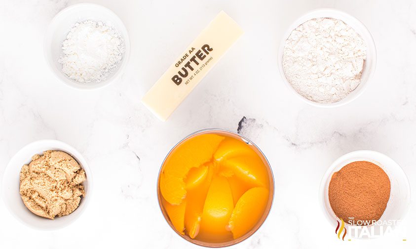 ingredients for peach crisp with canned peaches