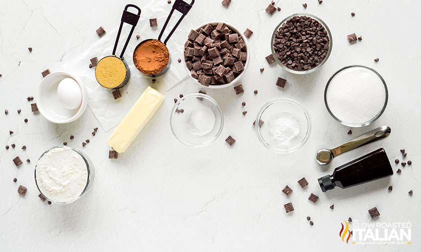 ingredients for triple chocolate cookies