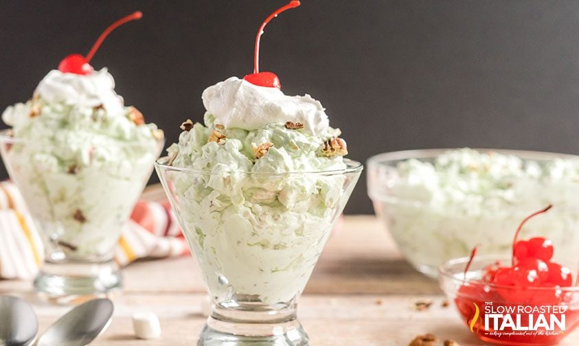 individual glasses filled with watergate salad