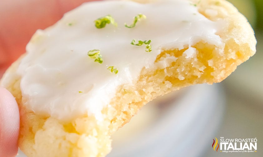 closeup of lime cookie