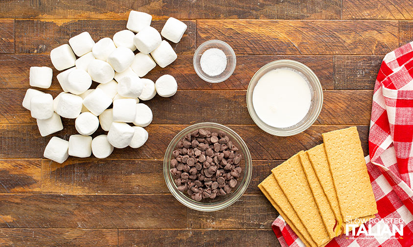 ingredients for mocha campfire smores dip