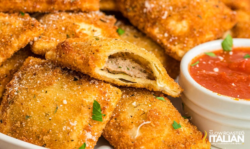 fried ravioli on a plate