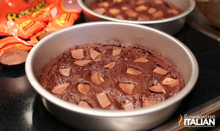 baked reese's brownie cake