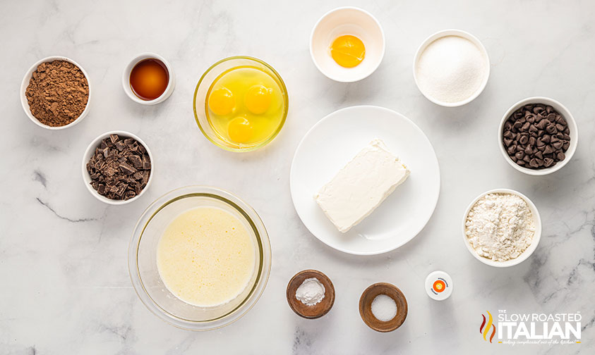 ingredients to make cheesecake topped brownies