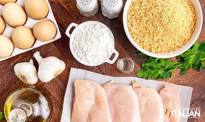 ingredients for breaded chicken cutlets