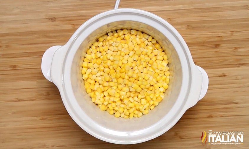 overhead: corn kernels in small crockpot