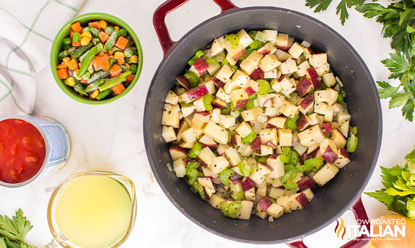 seasoned veggies in large pot